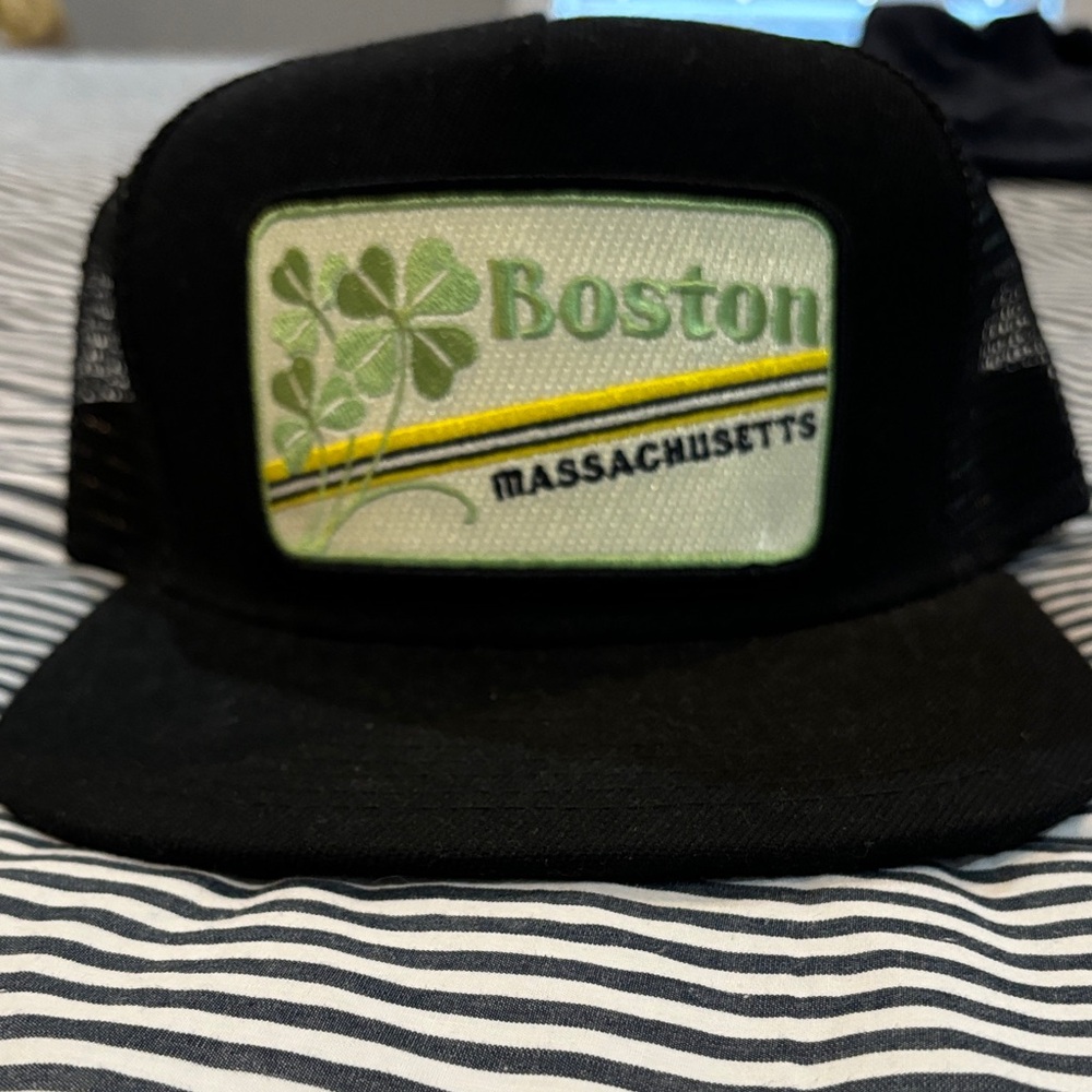 Boston Massachusetts Black Trucker Hat NWOT